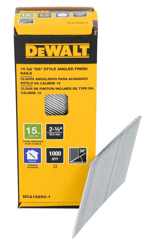 DEWALT DCA15250-1 Finishing Nail, 2-1/2 in L, Steel, Galvanized, Round Head, 1000 PK
