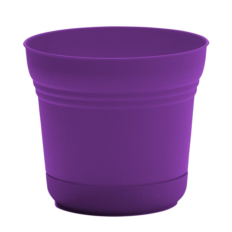 Bloem Saturn Series SP12928 Planter, 10-3/4 in H, 12-1/4 in W, 12-1/4 in D, Round, Plastic, Royal Lilac, Matte