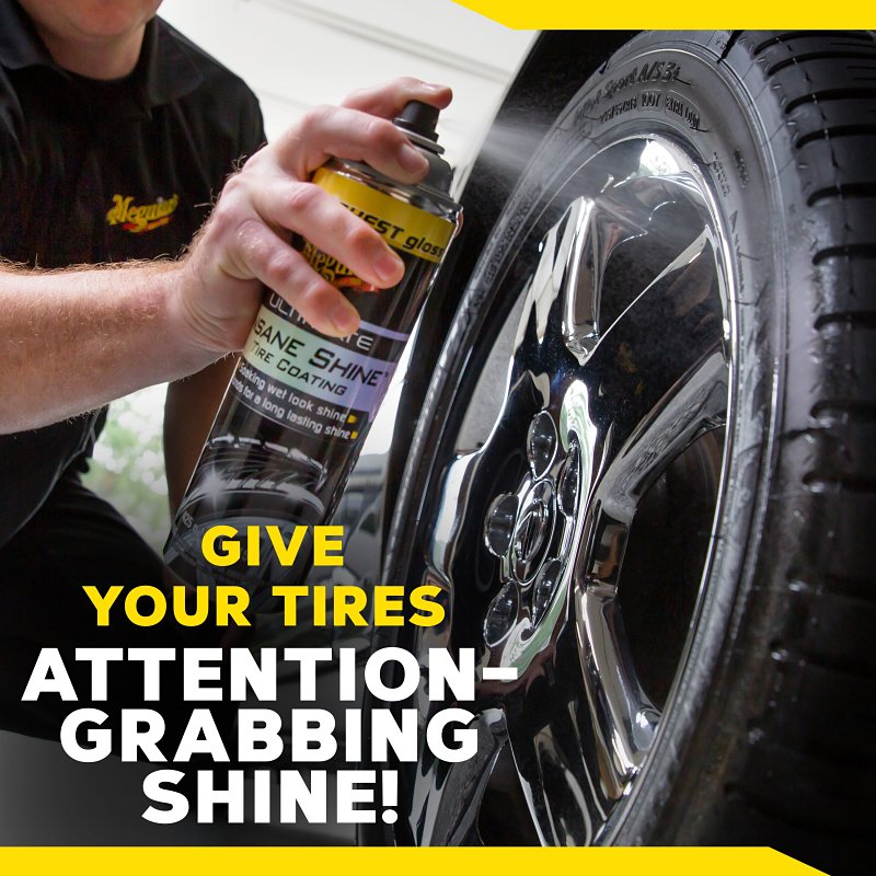 Meguiar's Ultimate Insane Shine G190315 Tire Coating, 15 oz, Aerosol Can, Liquid, Slight Chemical