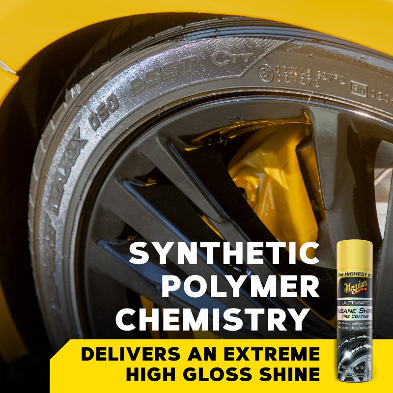 Meguiar's Ultimate Insane Shine G190315 Tire Coating, 15 oz, Aerosol Can, Liquid, Slight Chemical