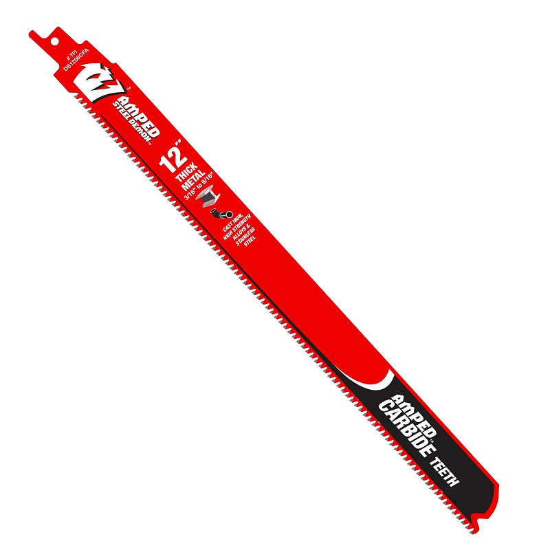 Diablo AMPED Steel Demon DS1208CFA Reciprocating Saw Blade, 1 in W, 12 in L, 8 TPI, Carbide Cutting Edge