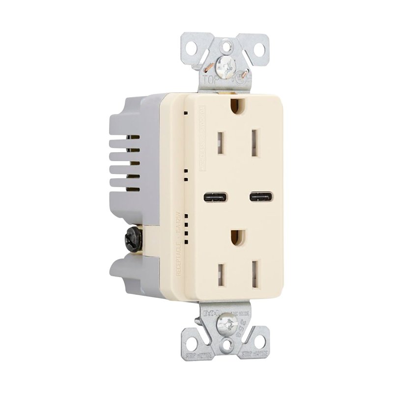 Eaton TRU Series 15 A USB‑Charging Duplex Wall Outlet – Dual USB Ports, 125 V