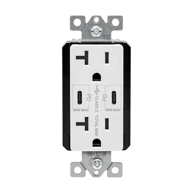 Eaton TRUSBPDC20W-BOX Receptacle, 20 A, 125 V, Type C USB, NEMA: 5-20R, White