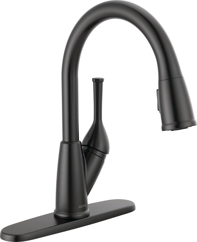 Delta Classic Series 19810-BL-DST Kitchen Faucet, 1.8 gpm, 1-Handle, 1, 3-Faucet Hole, Matte Black
