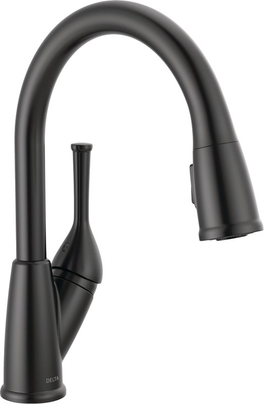 Delta Classic Series 19810-BL-DST Kitchen Faucet, 1.8 gpm, 1-Handle, 1, 3-Faucet Hole, Matte Black