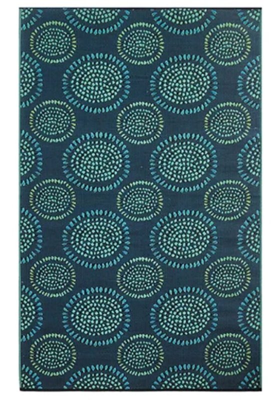 Mad Mats Molly Series 21821 Outdoor Mat, 6 ft L, 4 ft W, Plastic Rug, Aqua/Black