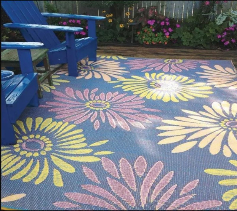 Border Concepts 21248 Outdoor Mat, 6 ft L, 9 ft W, Daisy, Reversible Pattern, Plastic Rug, Violet