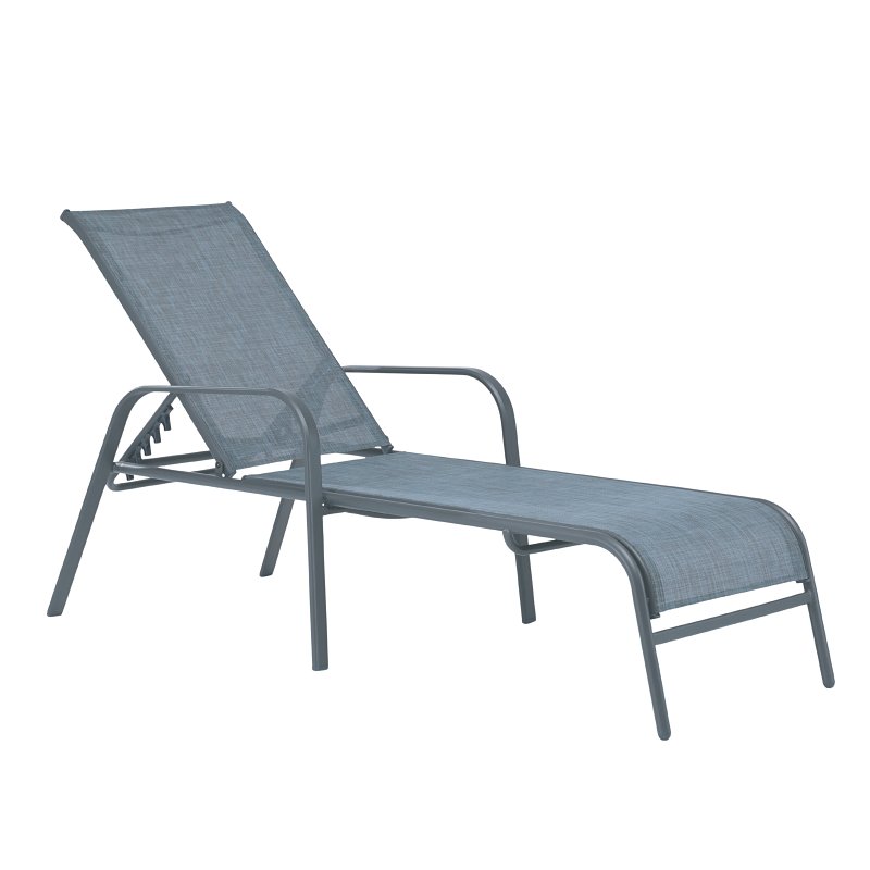 Seasonal Trends 171712 Adjustable Patio Chaise Lounge Chair, Dark Gray Frame with Textilene Fabric