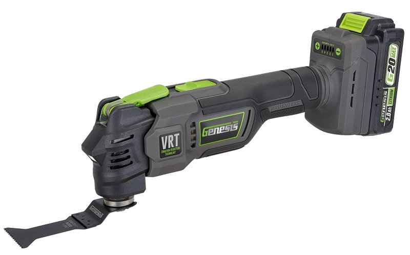 Genesis G20MAX GLMT20BH Brushless Oscillating Multi-Tool, Battery Included, 20 V, 2 Ah, 10,000 to 19,000 opm