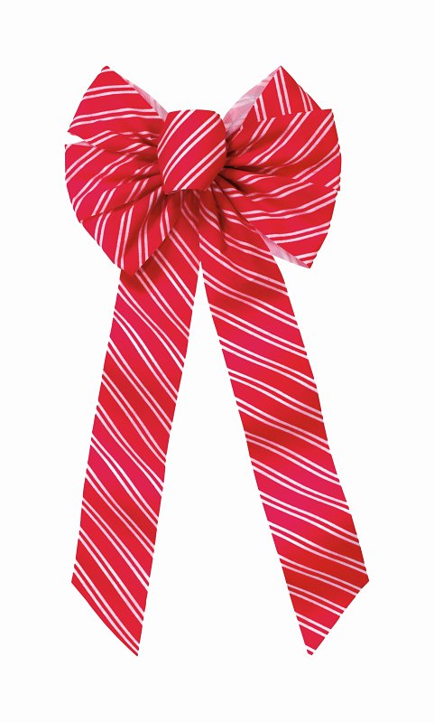 Holidaytrims 6599 Bow, 14 in H, Striped, Polyethylene/Velvet, Red/White