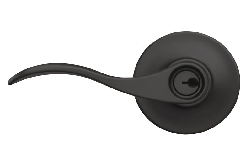 Schlage Accent Series F51AGACC622 Keyed Entry Door Handle, Lever Handle, Matte Black, Metal, C Keyway, Residential