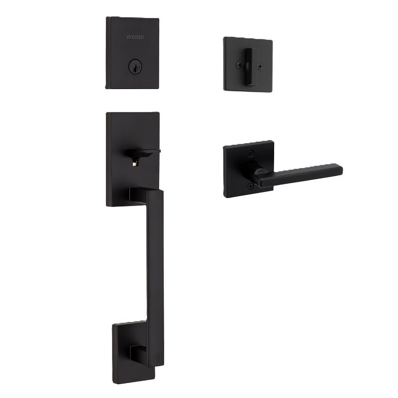 Weiser San Clemente x Halifax Series GLA8471SCE/HFL514 Single-Lock Handleset, 2 Grade, Matte Black, Residential
