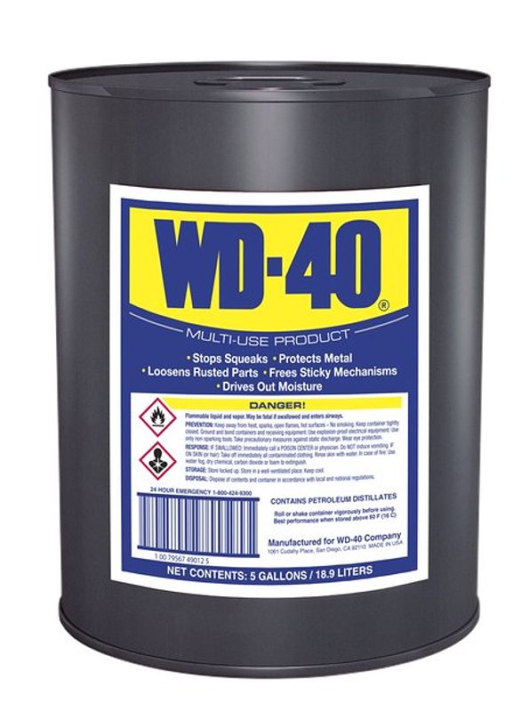 WD-40 49012 Multi-Use Lubricant, Mild Petroleum, Light Amber, 5 gal, Pail