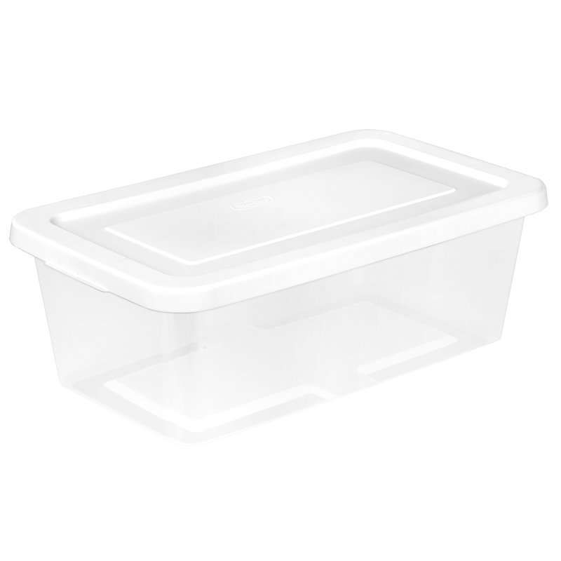 Sterilite 4242 Storage Box, 6 qt, Snap-On Lid Locking, Plastic, Clear/White