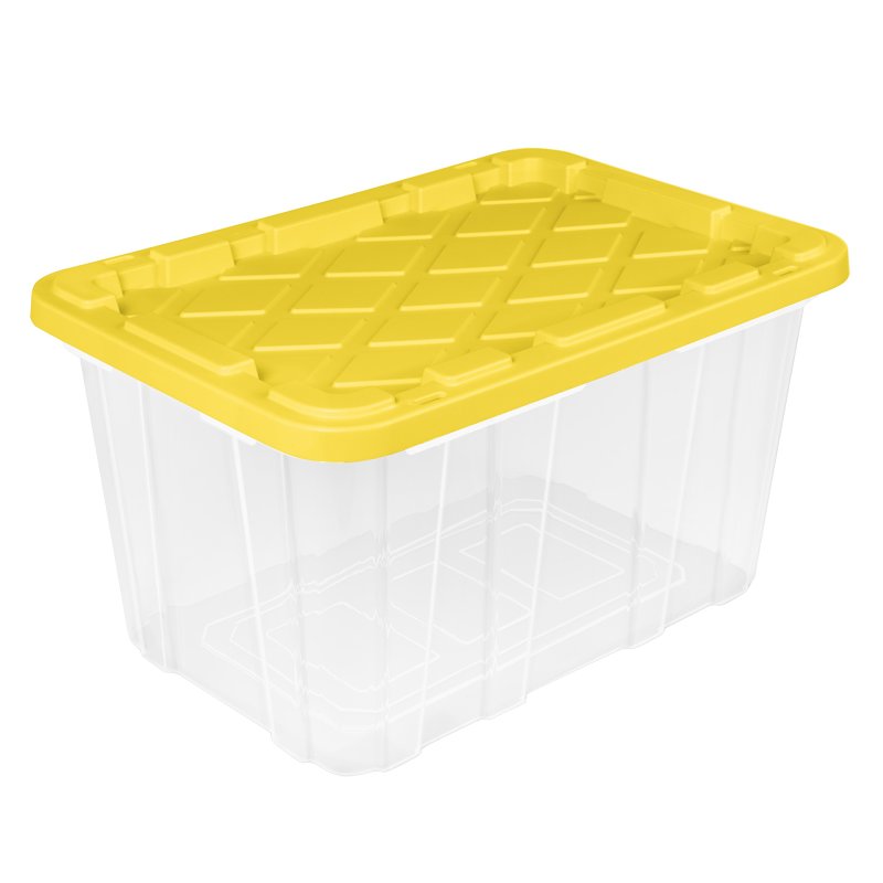 Sterilite 50759Y04 Storage Tote with Lid, Yellow Lily, 28-1/2 in L, 19-5/8 in W, 15-1/2 in H
