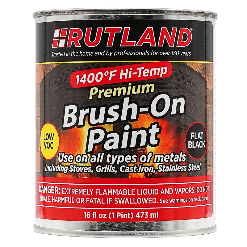 Rutland 81V Premium High-Temperature Paint, Flat, Black, 16 oz Can, Solvent