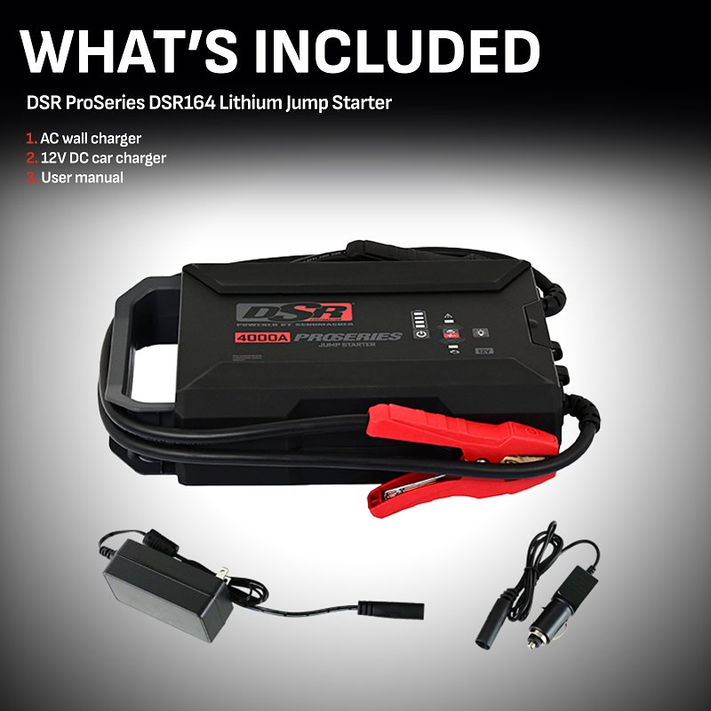 Schumacher DSR164 Portable Jump Starter, 12 V, 4000 A, Lithium-Ion Battery