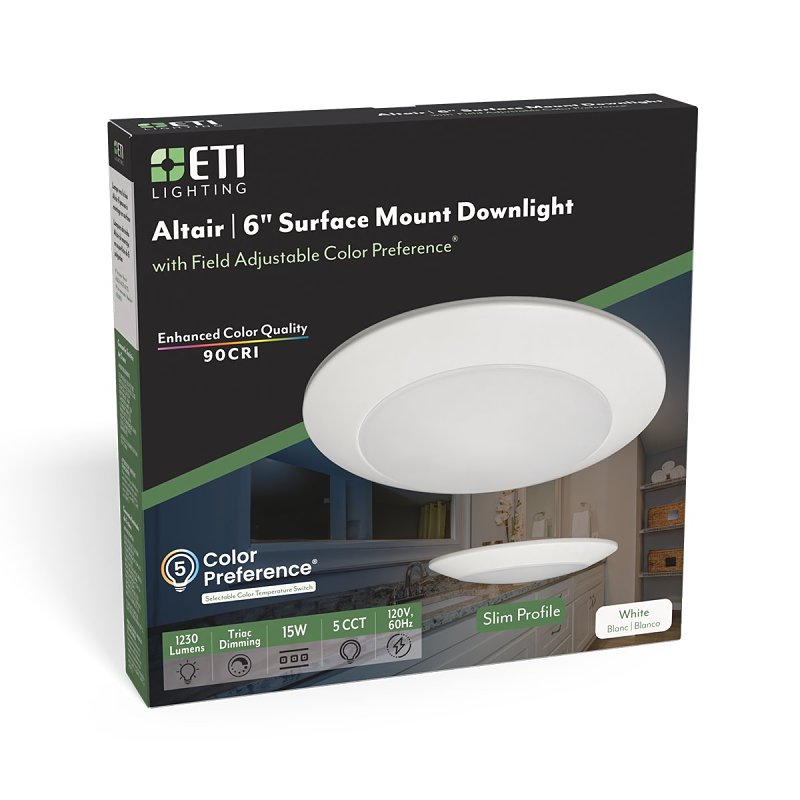 ETI Altair ALSD Series 63328101 Downlight, 15 W, 120 V, LED Lamp, Polymer, Powder-Coated