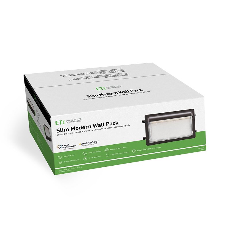 ETI MWPK Series 61509101 Security Wall Pack Light, 120/277 V, 30, 45, 60 W, LED Lamp, 3600, 8520 Lumens, Bronze Fixture