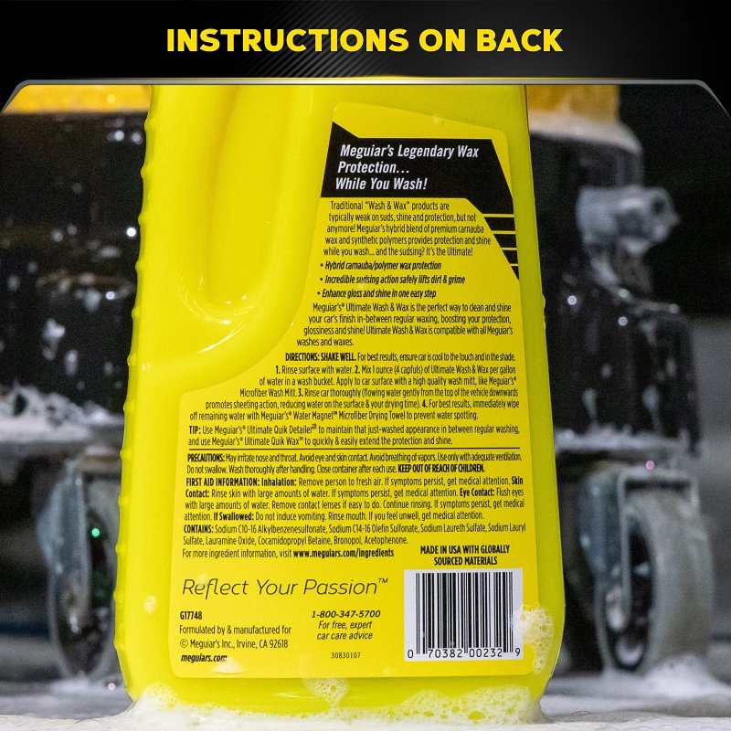 Meguiar's G17748 Ultimate Wash and Wax, 48 oz, Liquid, Sweet Cherry