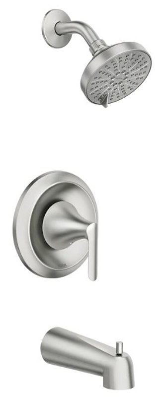 Moen Findlay 82518SRN Tub/Shower Faucet, Standard Showerhead, 1.75 gpm Showerhead, 6 Spray Settings, Diverter Tub Spout