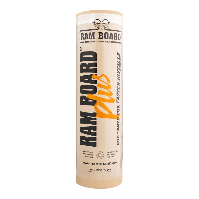 Ram Board RB PLUS 38-100 Protective Floor Cover, 100 ft L, 38 in W, Fiber
