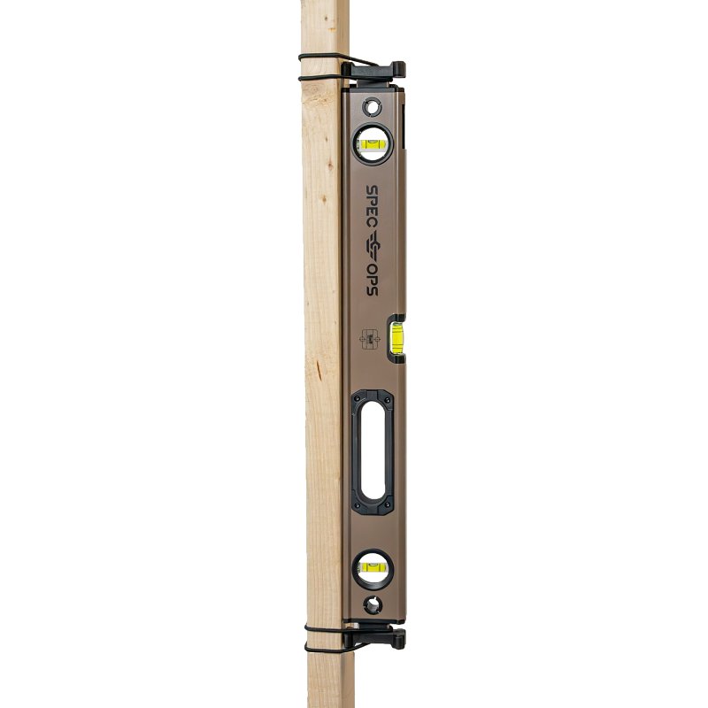 Spec Ops SPEC-LEVEL24 Box Beam Level, 24 in L, 3-Vial, Aluminum, Black/Flat Dark Earth