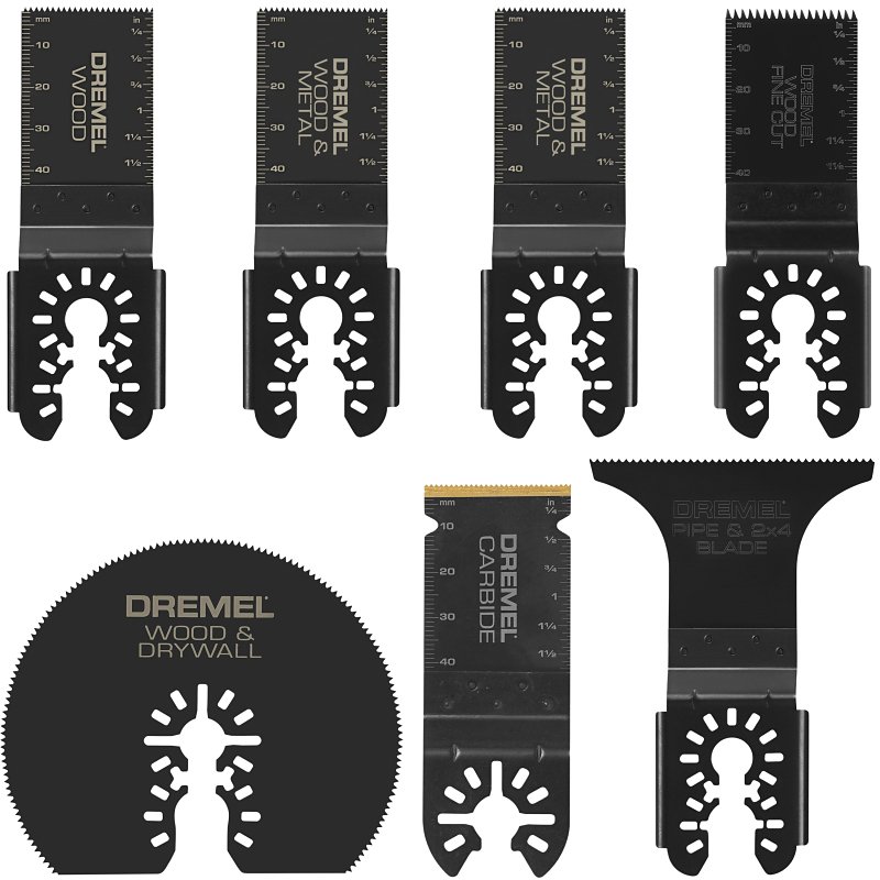 Dremel MM497U Universal Oscillating Multi-Tool Blade Kit, 1-1/4, 1-5/8, 2-3/4, 3 in, Bi-Metal/Carbide/HCS