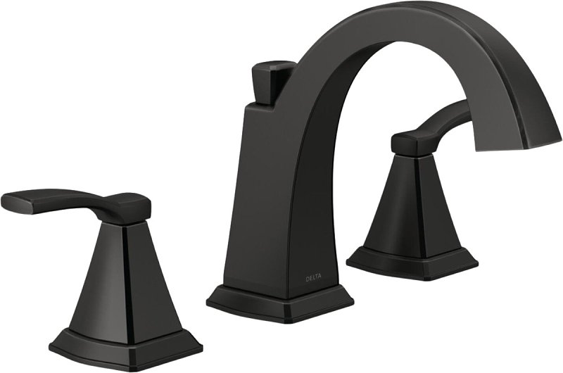 Delta Flynn Series 35768LF-BL Widespread Bathroom Faucet, 1.2 gpm, 2-Handle, 3-Faucet Hole, Matte Black