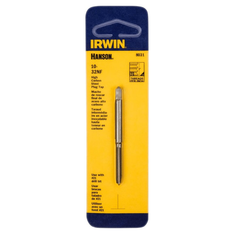 Irwin 8031 Machine Screw Tap, #10-32 NF Thread, Plug Tap Thread, 4-Flute, HCS