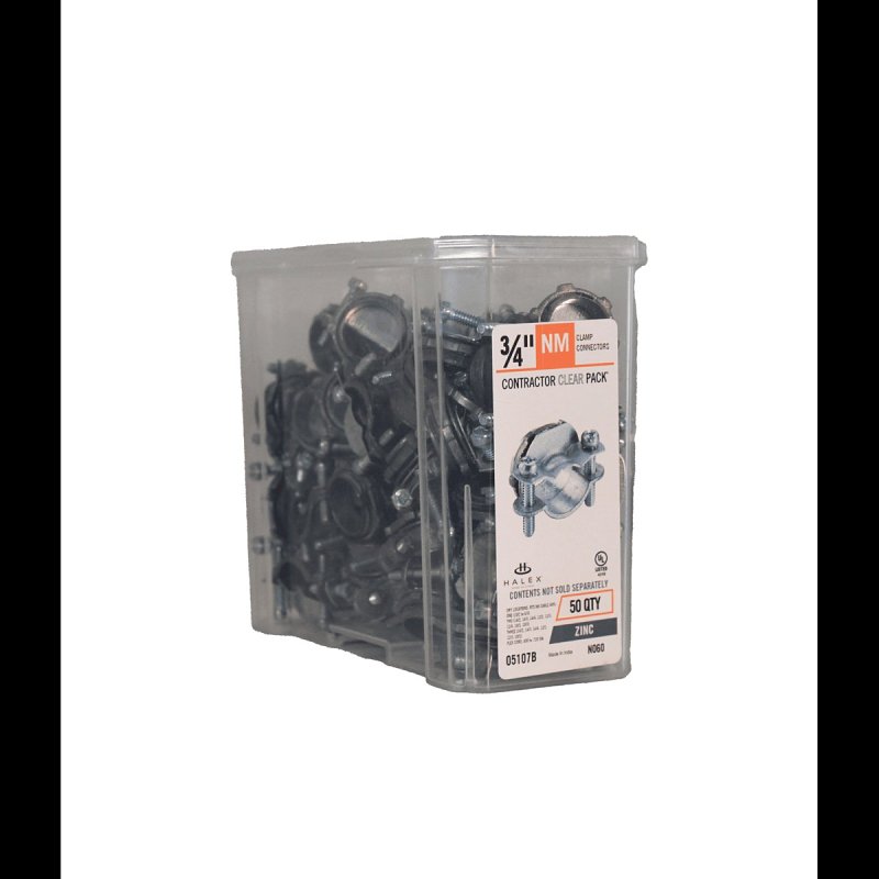 Halex 05107B Clamp Connector, 3/4 in, 1-5/8 in L, Zinc, 50/PK