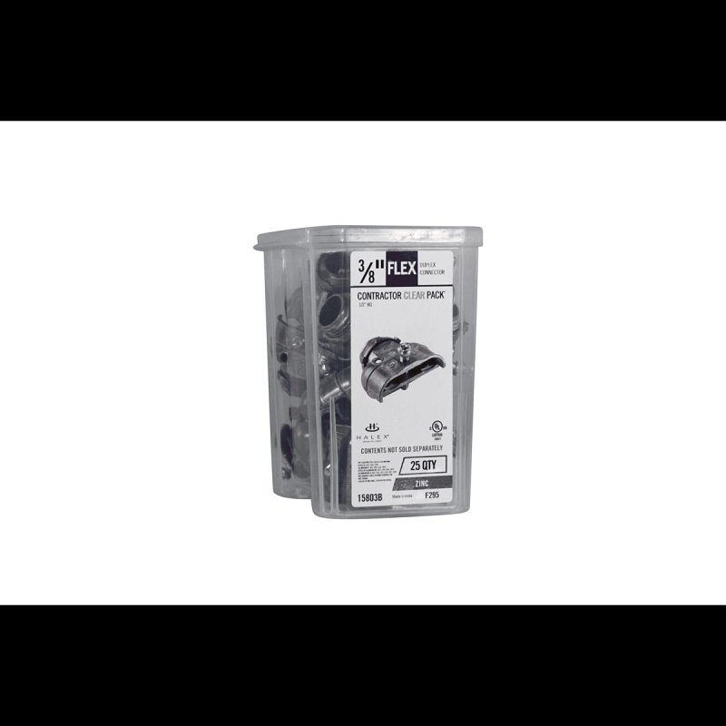 Halex 15803B Duplex Connector Pack, 3/8 in, Zinc