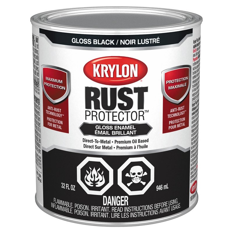 Krylon Rust Protector 469201 Rust Preventative Spray Paint, Gloss, Black, 32 oz
