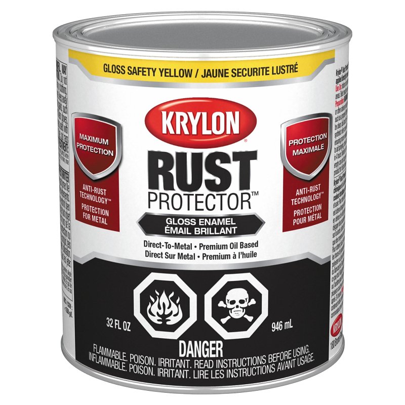 Krylon Rust Protector 69206 Enamel Paint, Gloss, Yellow, 1 qt