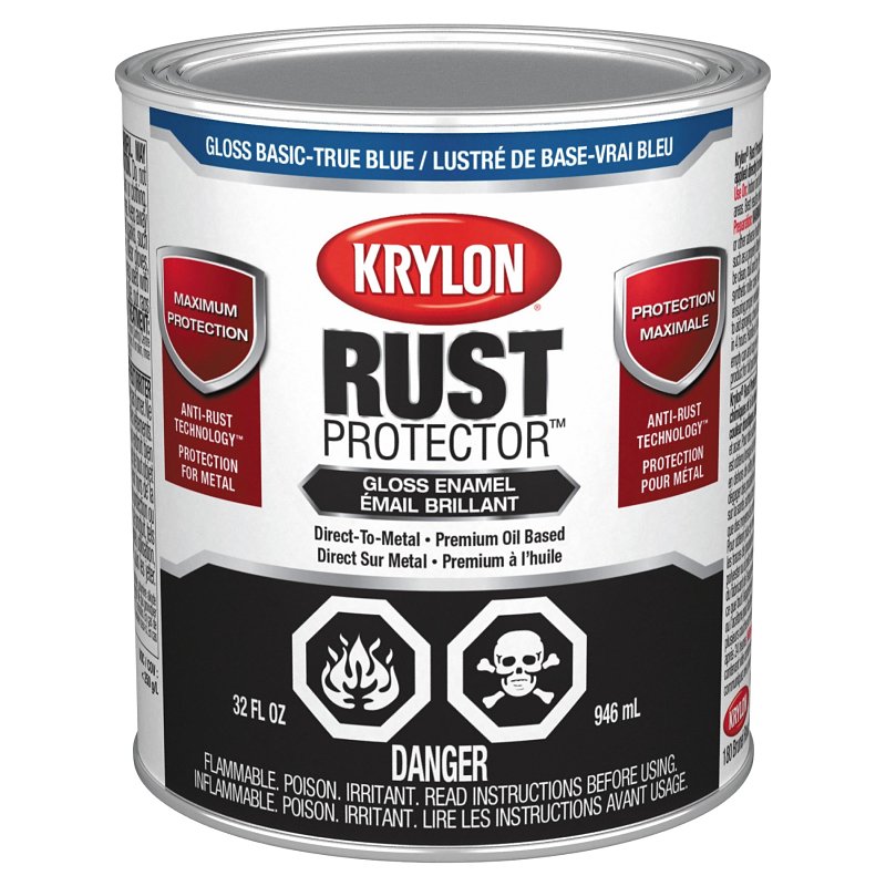 Krylon Rust Protector 69208 Enamel Paint, Gloss, Basic Blue, 1 qt
