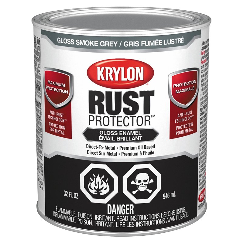 Krylon Rust Protector 69209 Enamel Paint, Gloss, Smoke Gray, 1 qt