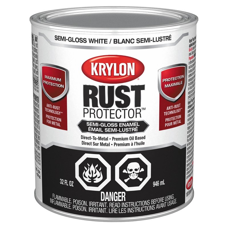 Krylon Rust Protector 69213 Enamel Paint, Semi-Gloss, White, 1 qt
