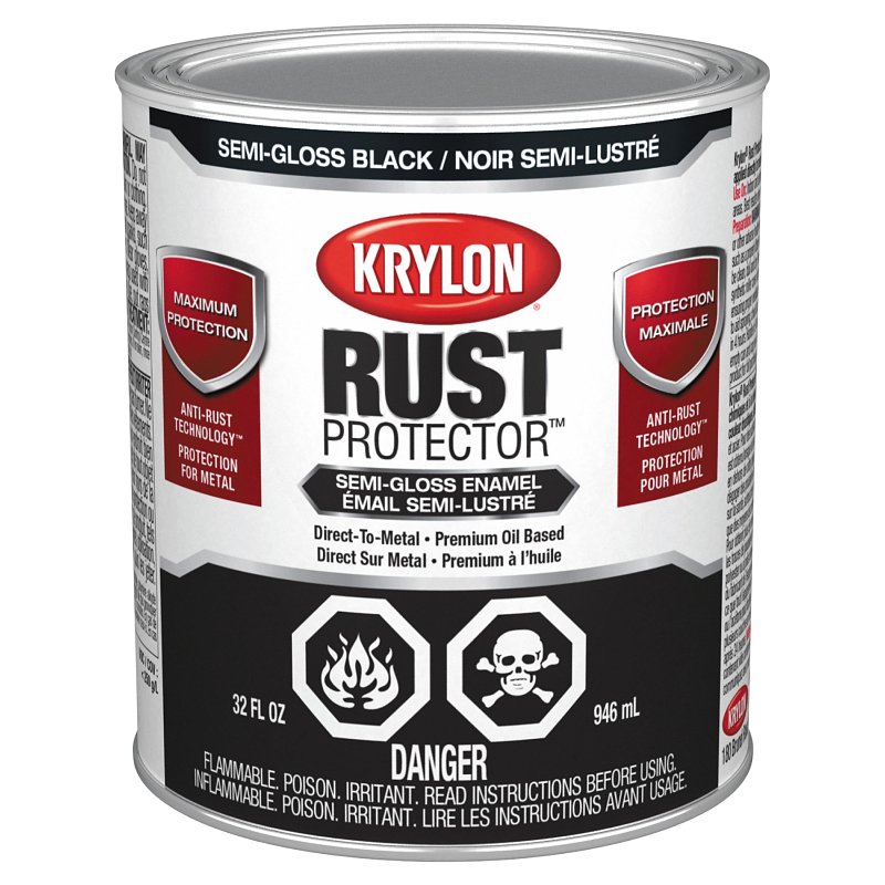Krylon 469214000 Enamel Paint, Semi-Gloss, Black, 32 oz Can