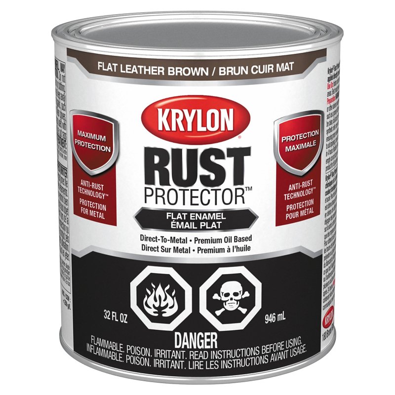 Krylon Rust Protector 469226 Enamel Paint, Flat, Brown, 1 qt