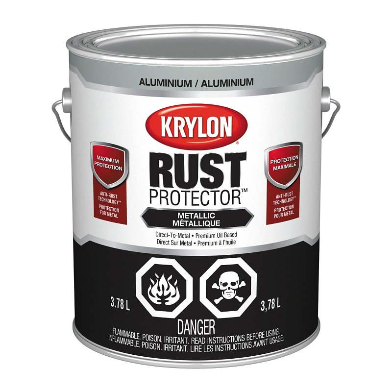 Krylon Rust Protector Series 469406008 Enamel Paint, Oil, Metallic, Aluminum, 3.78 L, 500 sq-ft Coverage Area