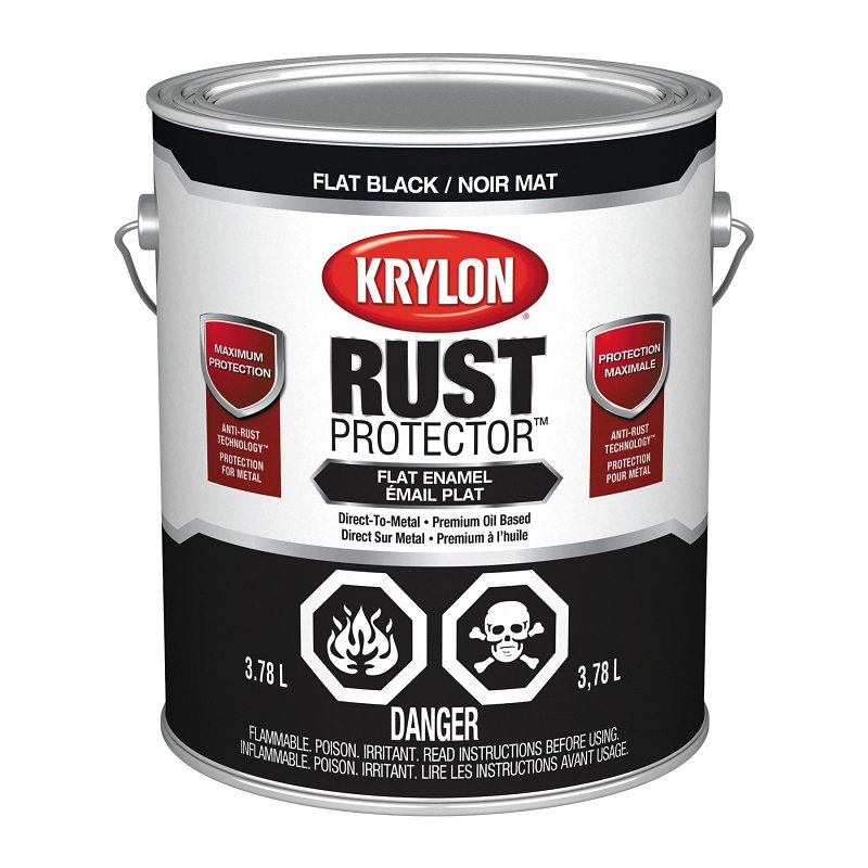 Krylon 469410000 Enamel Paint, Flat, Black, 3.78 L Pail