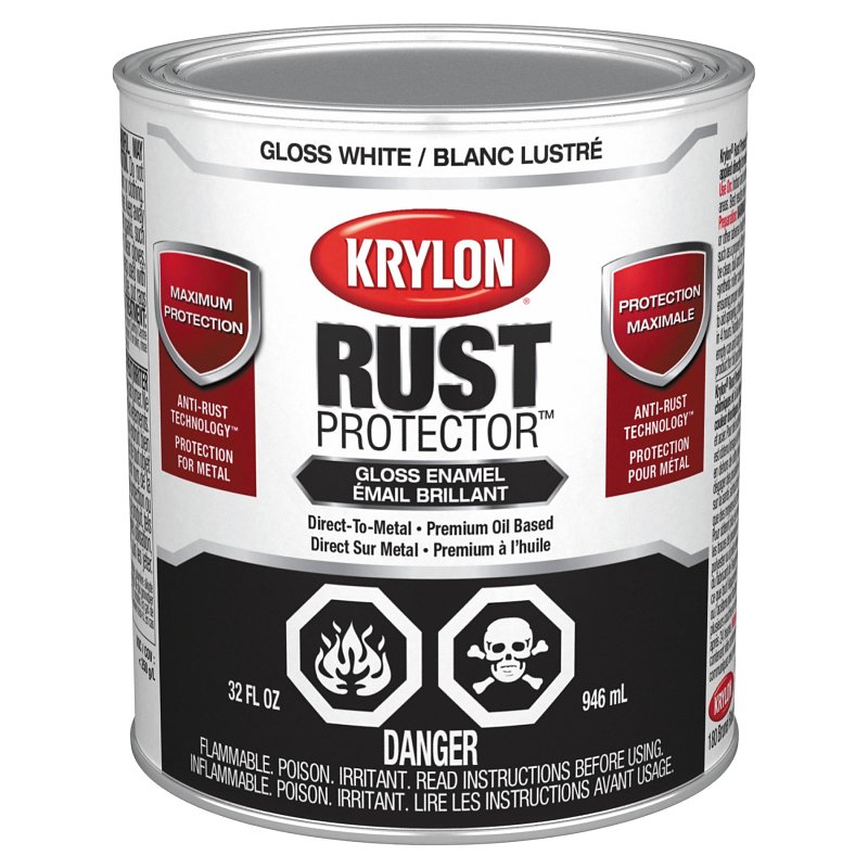 Krylon 469200000 Enamel Paint, Gloss, White, 32 oz Can