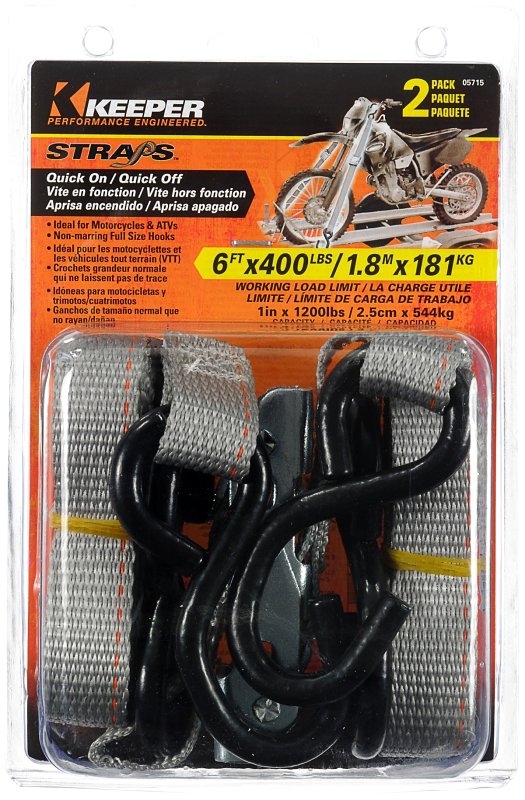 Keeper 05715 Tie-Down, Cam Buckle, 1 in W, 6 ft L, Polyester, Gray, 400 lb