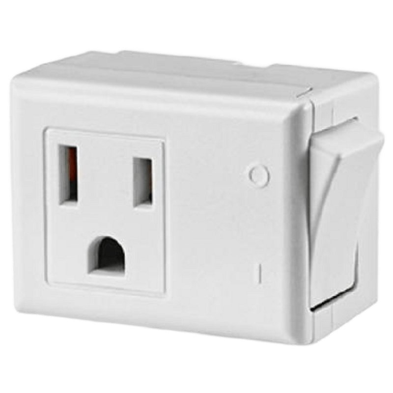 Leviton 01470-732 Grounded Switch Tap, 2 -Pole, 15 A, 125 VAC, NEMA: NEMA 5-15R, White