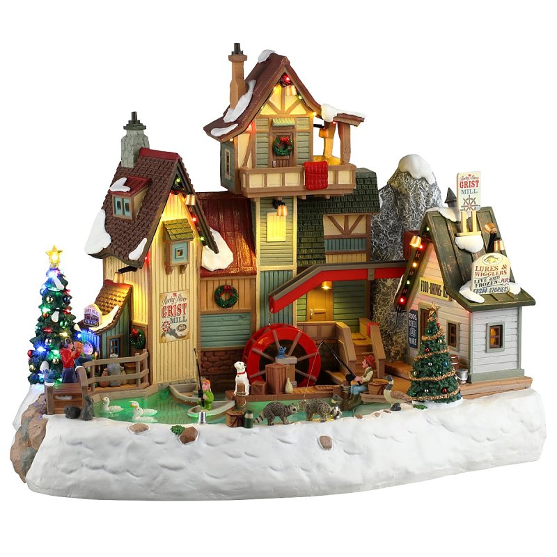 Lemax 45269 Christmas Decor, 10.08 in H, The Rocky River Grist Mill, Resin, LED