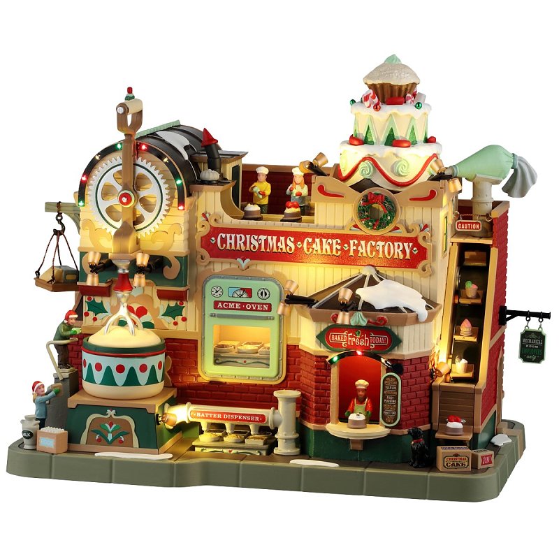 Lemax 45268 Christmas Decor, 9.65 in H, Christmas Cake Factory, Resin, LED