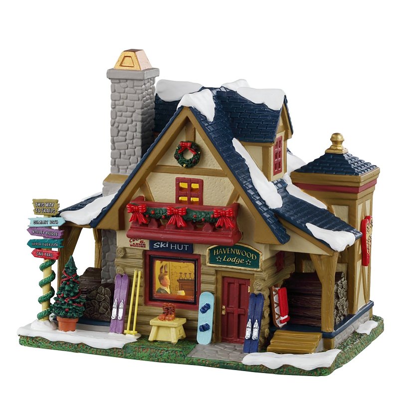Lemax 35047 Christmas Decor, 6.89 in H, Havenwood Lodge, Porcelain, LED