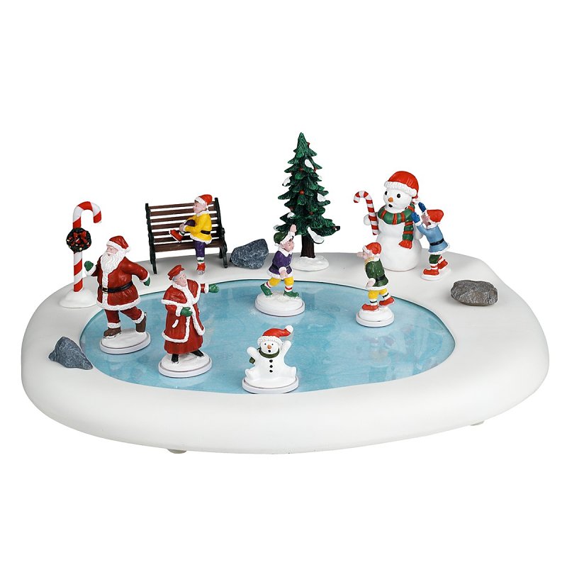 Lemax 44363 Christmas Decor, 4.61 in H, Northern Lights Skating Pond, Resin