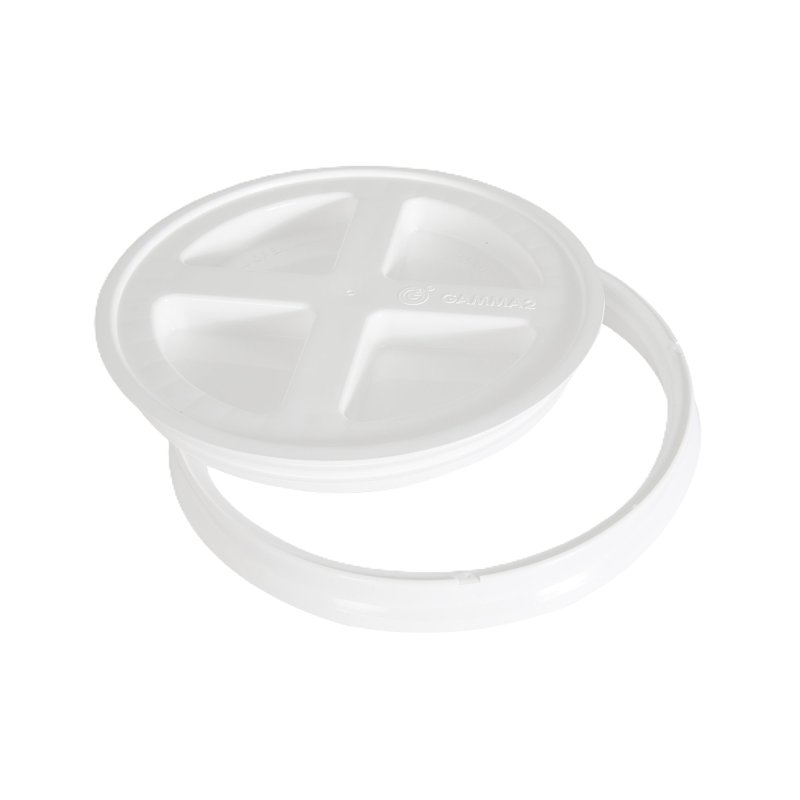 Gamma 4122E Lid, Heavy-Duty, Leak-Proof, HDPE Plastic, White, For: 3.5 to 7 gal Standard Plastic Buckets