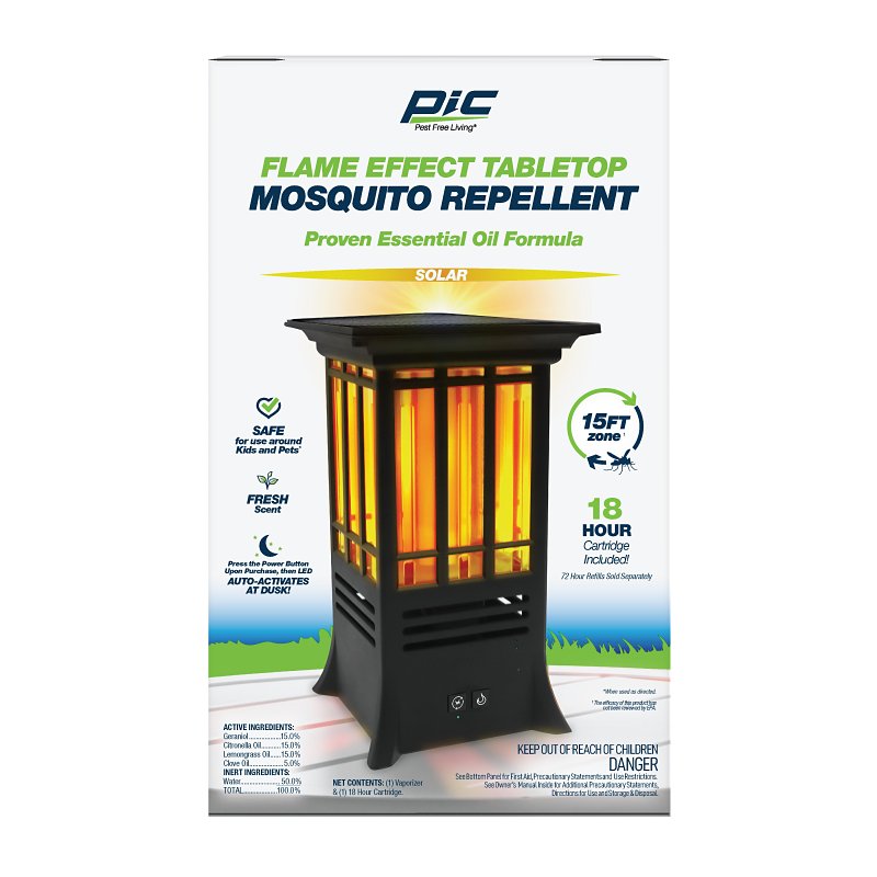 Pic TORCH-PATIO Insect Killer Torch with Flame Effect, LED Lamp, Black